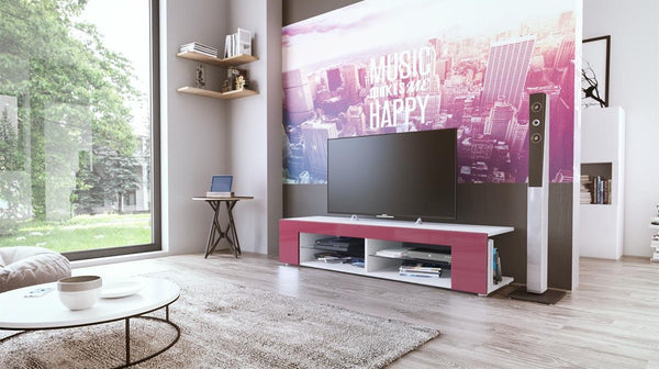 TV Stand "Movie" in White Matt / Various Color Fronts