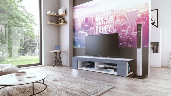 TV Stand "Movie" in White Matt / Various Color Fronts