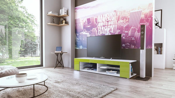 TV Stand "Movie" in White Matt / Various Color Fronts