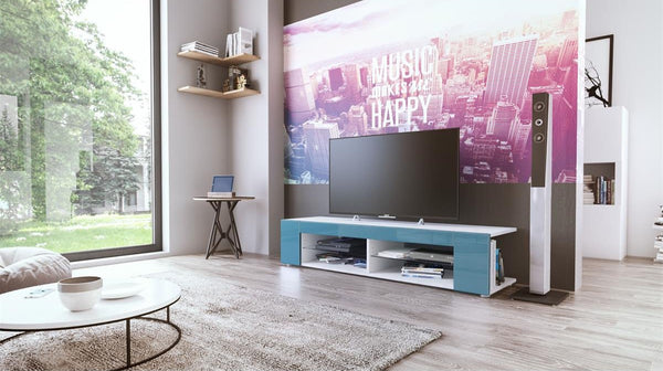 TV Stand "Movie" in White Matt / Various Color Fronts