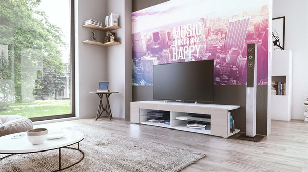 TV Stand "Movie" in White Matt / Various Color Fronts