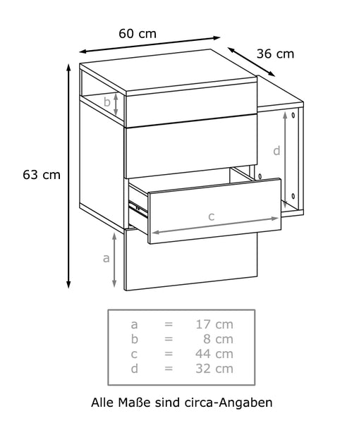 Wall Mounted Nightstand "Queen" in Black / Black High Gloss