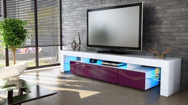 TV Stand "Lima V2" - White High Gloss /  Various Color Front Color
