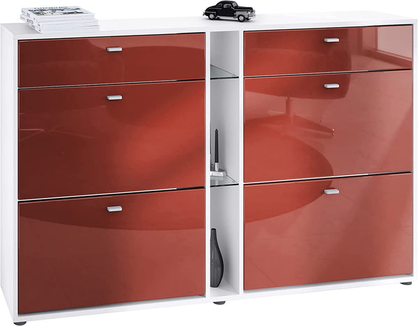 Shoe Cabinet Today in White with different color Fronts