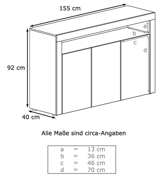 Sideboard Valencia - White / Various Front Colors