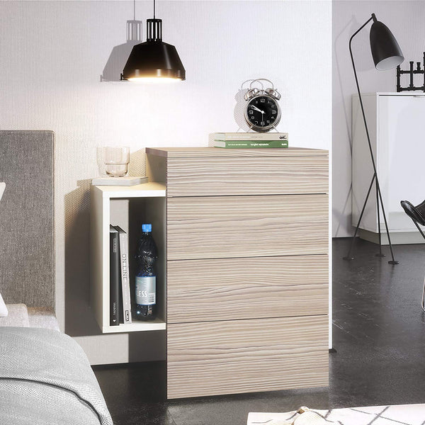 Nightstand Cabinet "Queen" in White Matt / Various Front Color