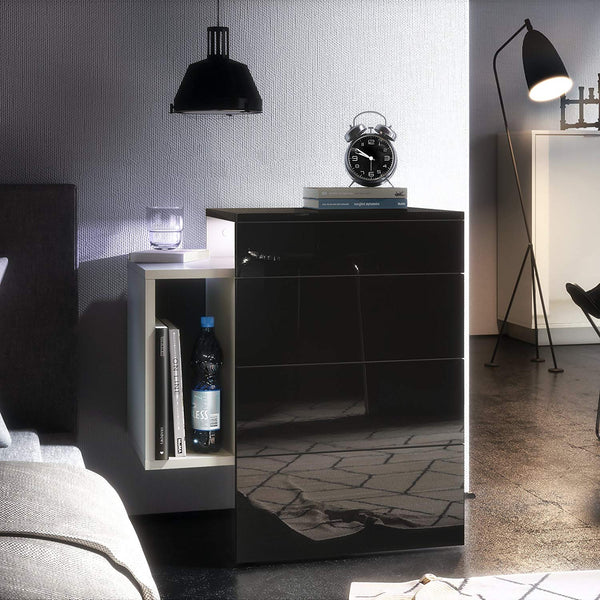 Nightstand Cabinet "Queen" in White Matt / Various Front Color