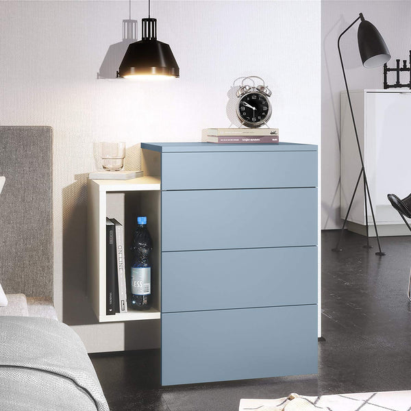 Nightstand Cabinet "Queen" in White Matt / Various Front Color