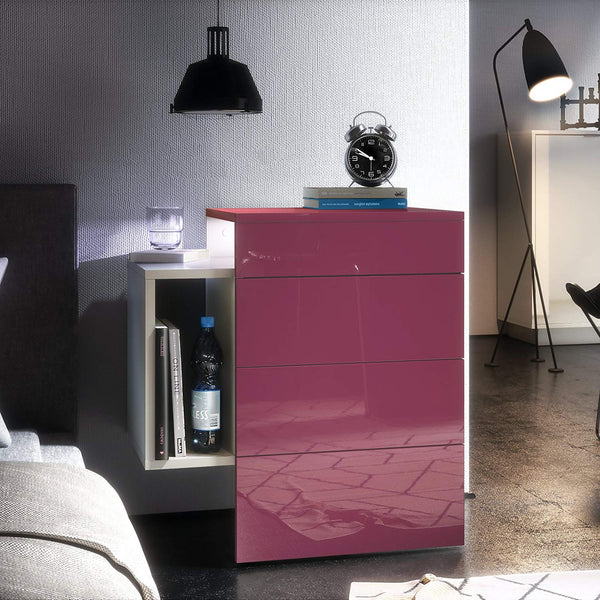 Nightstand Cabinet "Queen" in White Matt / Various Front Color