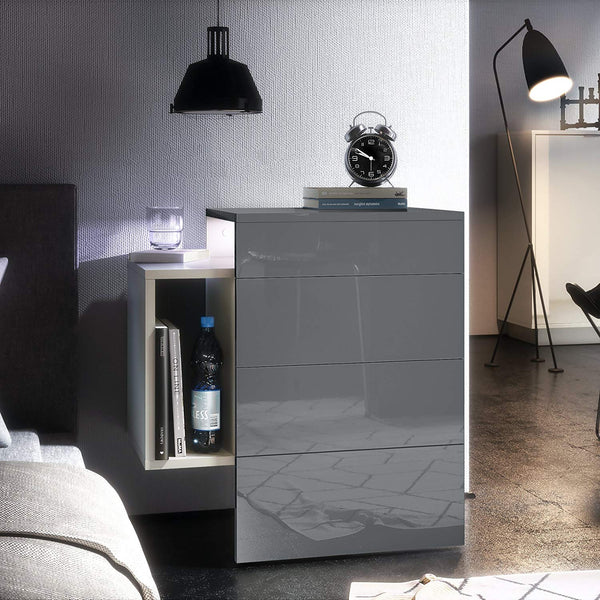 Nightstand Cabinet "Queen" in White Matt / Various Front Color