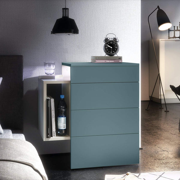 Nightstand Cabinet "Queen" in White Matt / Various Front Color