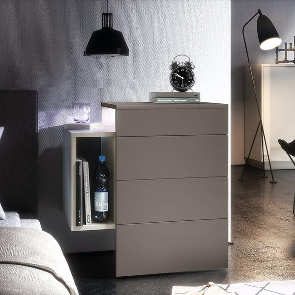 Nightstand Cabinet "Queen" in White Matt / Various Front Color