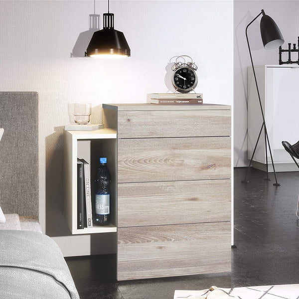 Nightstand Cabinet "Queen" in White Matt / Various Front Color