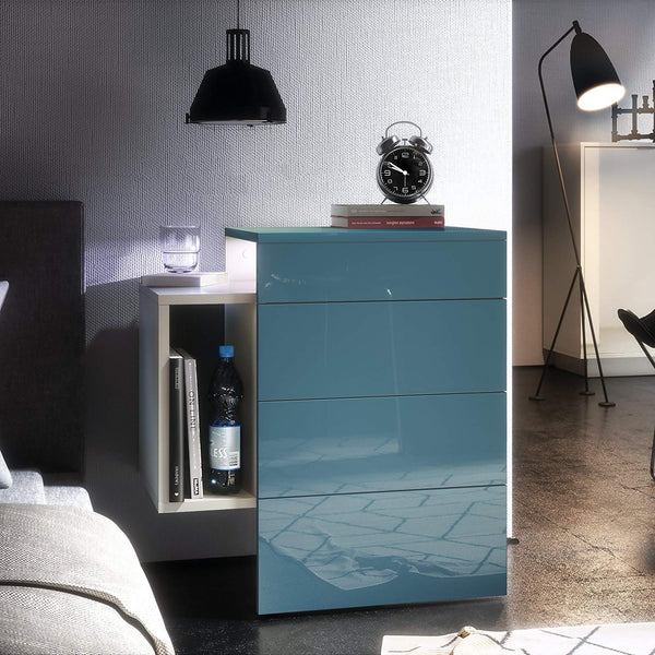 Nightstand Cabinet "Queen" in White Matt / Various Front Color