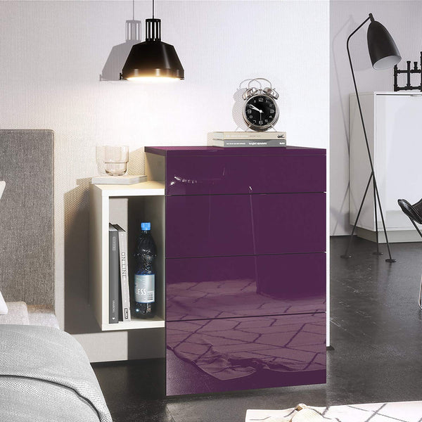 Nightstand Cabinet "Queen" in White Matt / Various Front Color