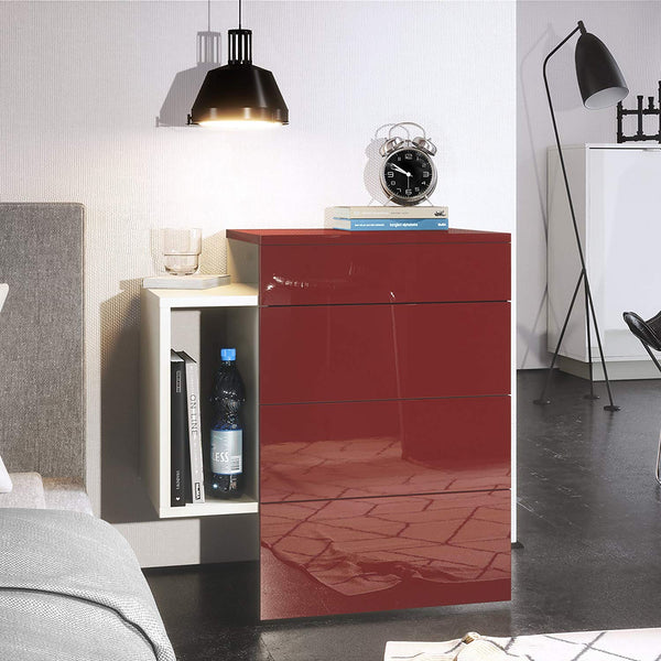 Nightstand Cabinet "Queen" in White Matt / Various Front Color