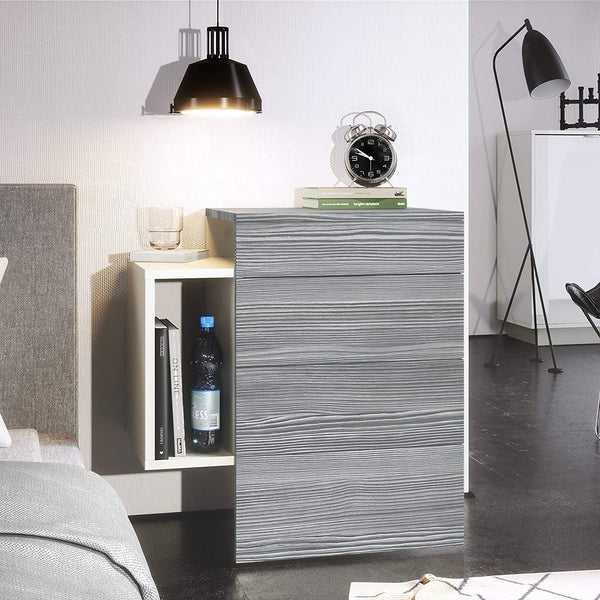 Nightstand Cabinet "Queen" in White Matt / Various Front Color